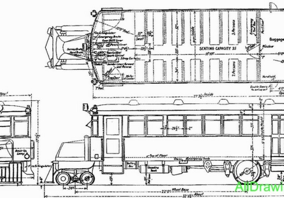 Mack AC Railbus (1921) truck drawings (figures)